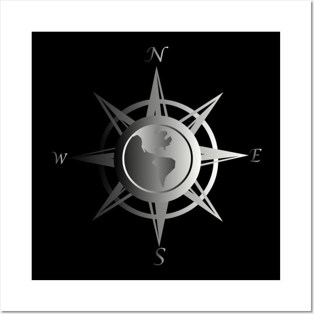 Compass rose with cardinal points Wall Art by SAMUEL FORMAS